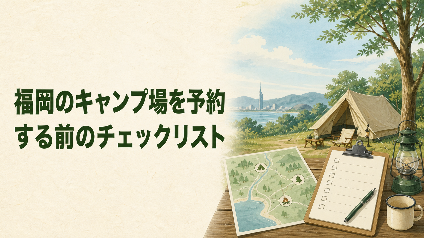 福岡のキャンプ場予約前に確認する項目のイラスト