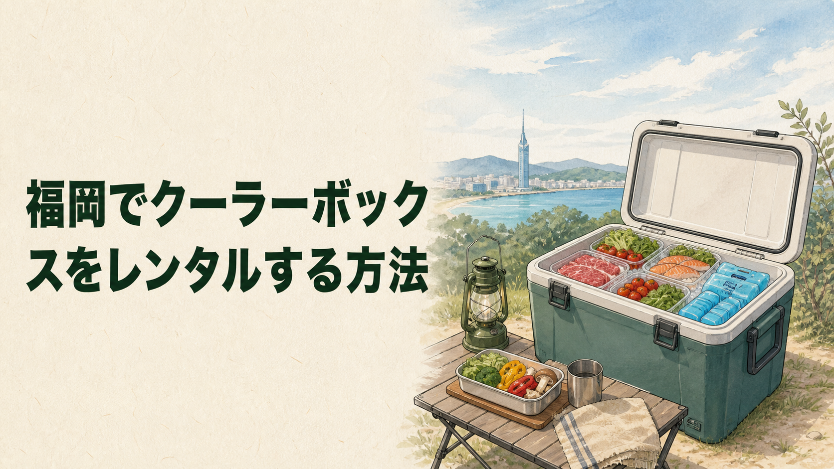 人数と食材に合うクーラーボックスを選ぶイラスト